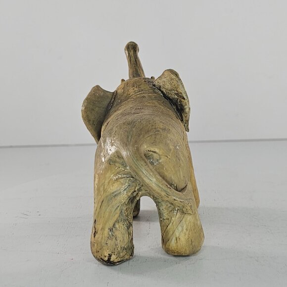Crushed Oyster Shell Elephant Trunk Up Figurine Statue Handmade Folk Art Vintage - Picture 7 of 8